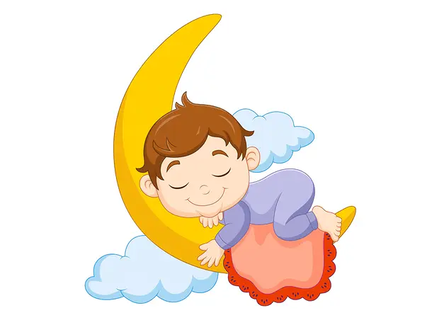 sticker baiat dorming pe luna folina 50cm