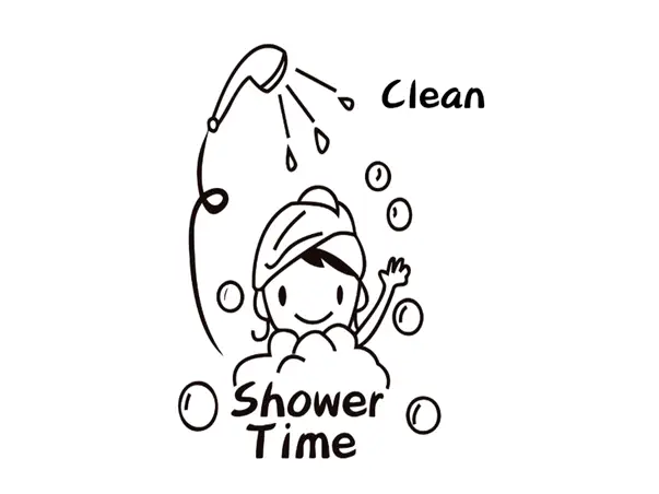 sticker cabina dus folina shower time negru