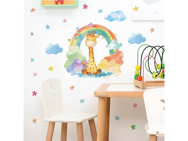 sticker camera bebe girafa curcubeu si stelute colorate