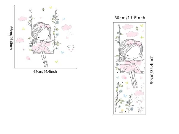 sticker camera copii fetita in leagan