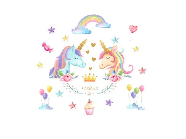 sticker camera fetita unicorni forever multicolor
