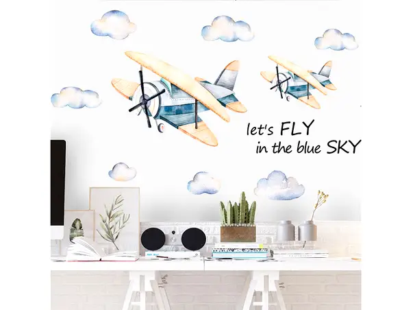 sticker copii avioane printre nori