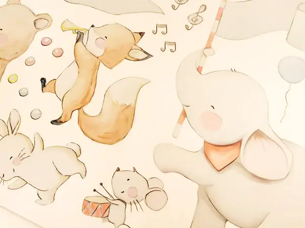 sticker copii fanfara animalelor