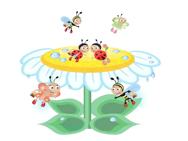 sticker copii floare cu insecte