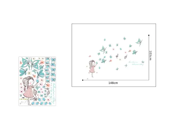 sticker copii folina fetita cu fluturi