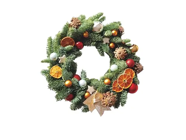 sticker craciun coronita cu globuri si portocale