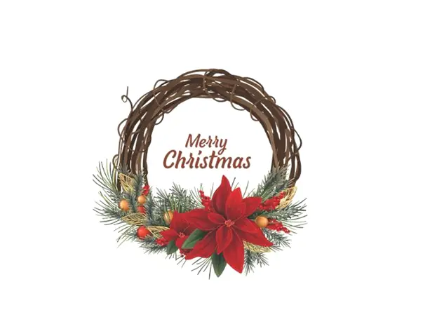 sticker craciun coronita din nuiele cu mesaj merry christmas