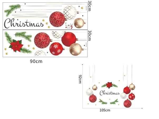 sticker craciun decor cu globuri rosii