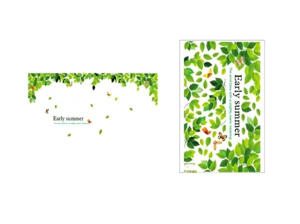 sticker decor cu frunze verzi