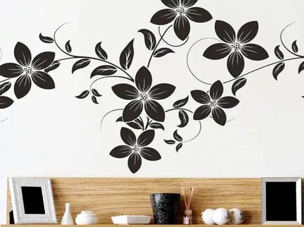 sticker decor floral negru dora