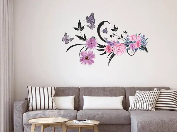 sticker decor flori mov