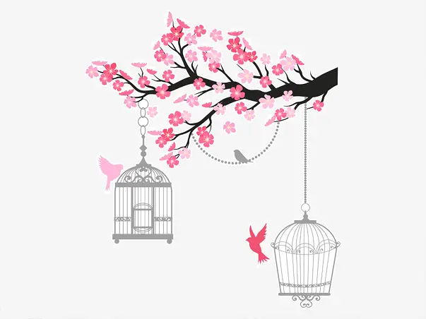 sticker decorativ creanga inflorita