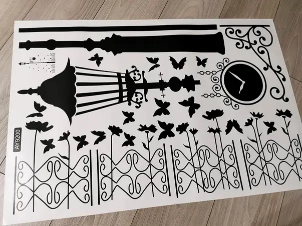 sticker decorativ felinar cu ceas