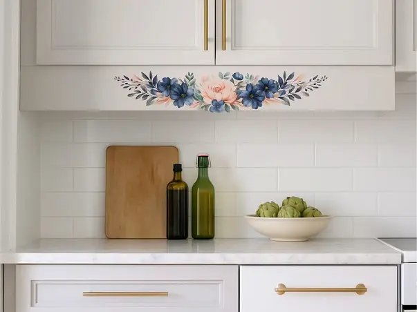 sticker decorativ flori albastre