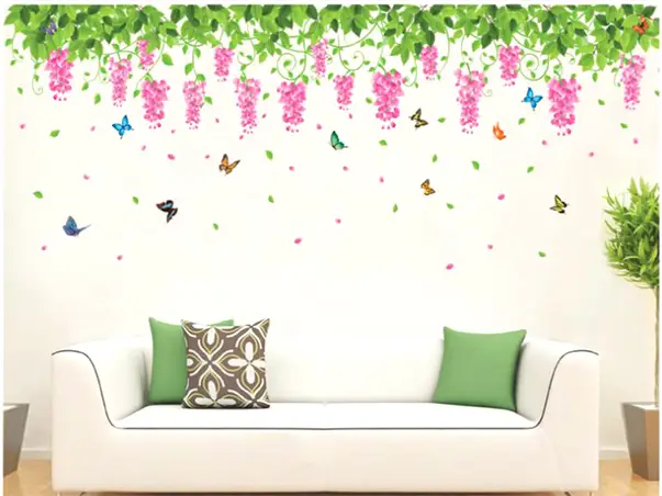 sticker decorativ flori roz