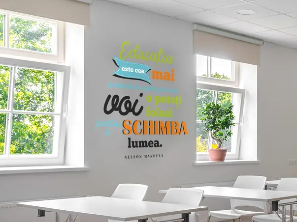 sticker educational citat nelson mandela despre educatie decoratiune pentru scoli s6