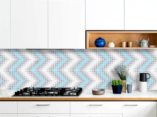 sticker faianta mozaic gri onix