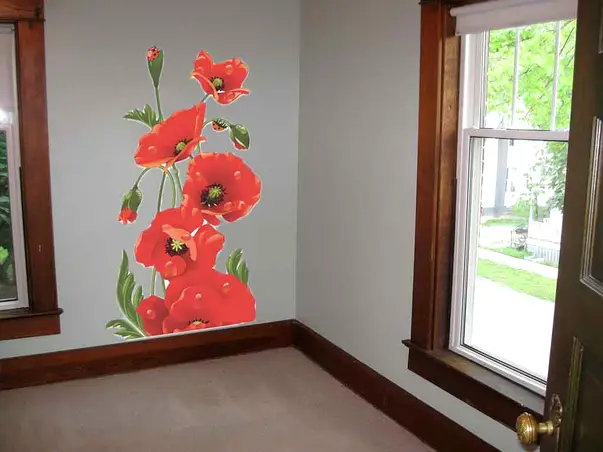 sticker floare de mac rosu