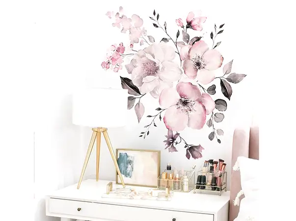 sticker floare roz watercolor