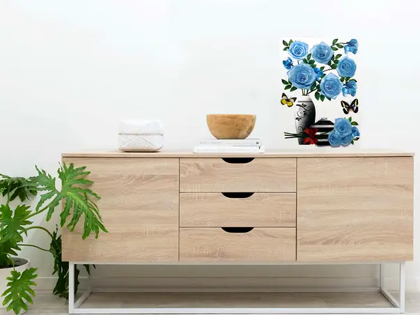 sticker flori 3d albastre