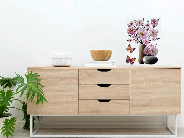 sticker flori 3d roz