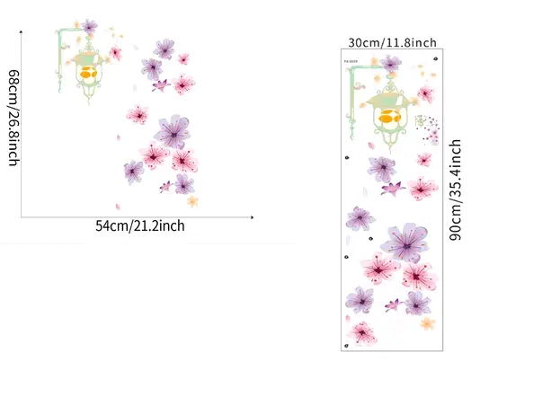 sticker flori roz si mov