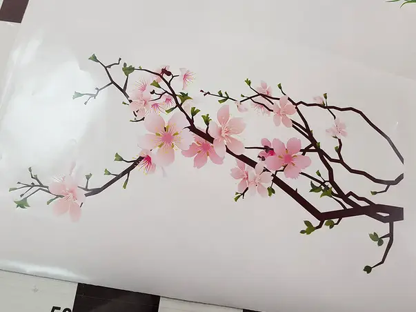 sticker geam crenguta flori roz