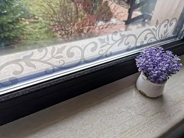 sticker geam folina bordura decorativa model elegant gri