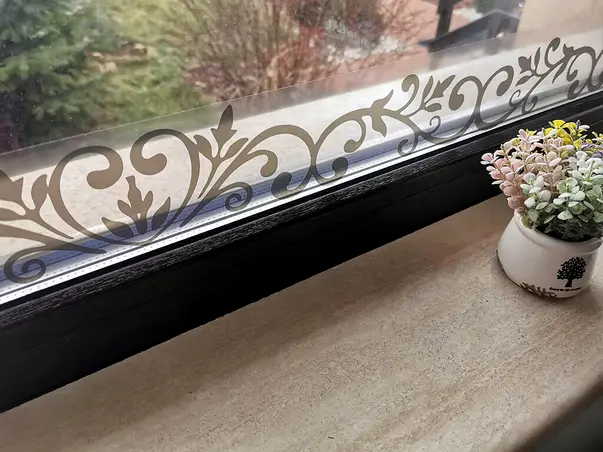 sticker geam folina bordura decorativa model elegant negru