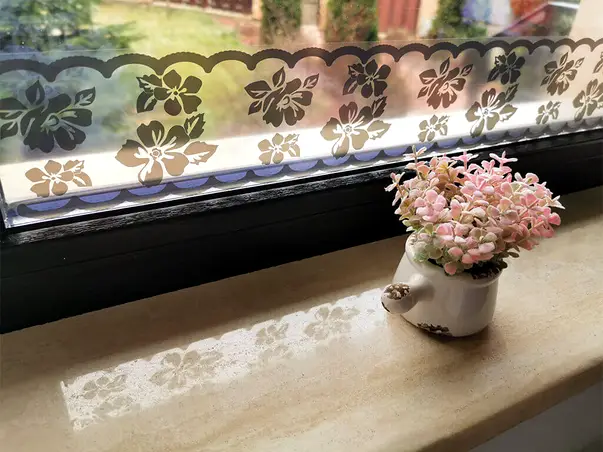 sticker geam folina bordura decorativa model floral negru