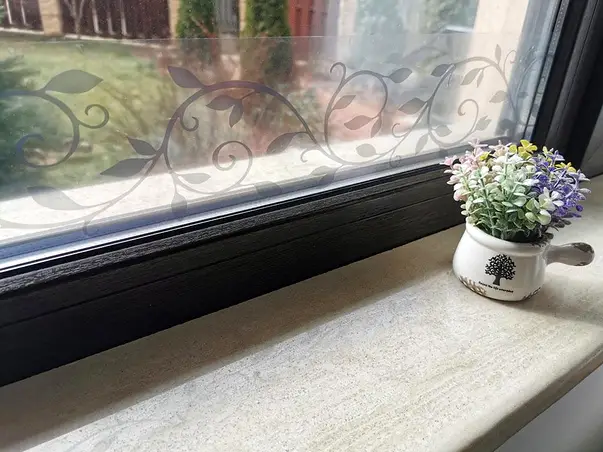 sticker geam folina bordura decorativa model frunze gri