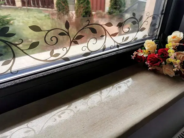 sticker geam folina bordura decorativa model frunze negre