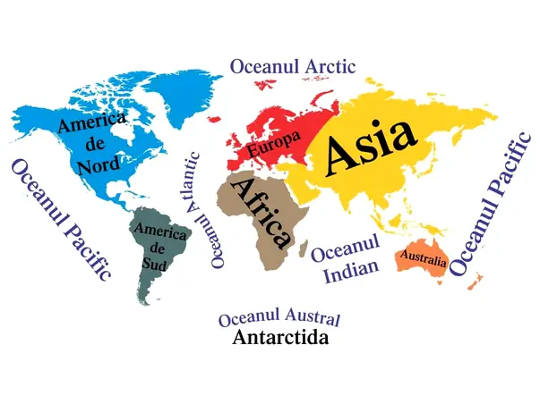 sticker harta lumii continente si oceane
