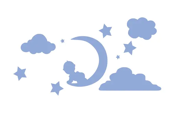 sticker luna si stele bleu