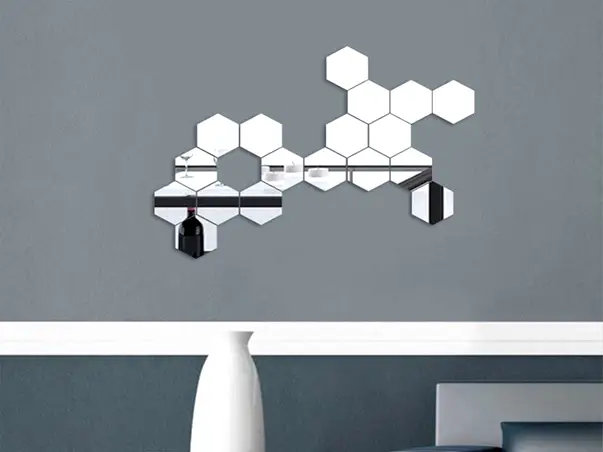 sticker oglinda acrilica hexagon