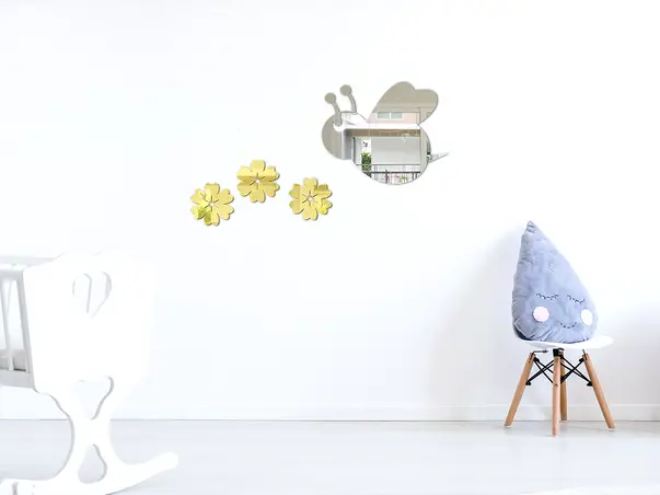 sticker oglinda albina si flori