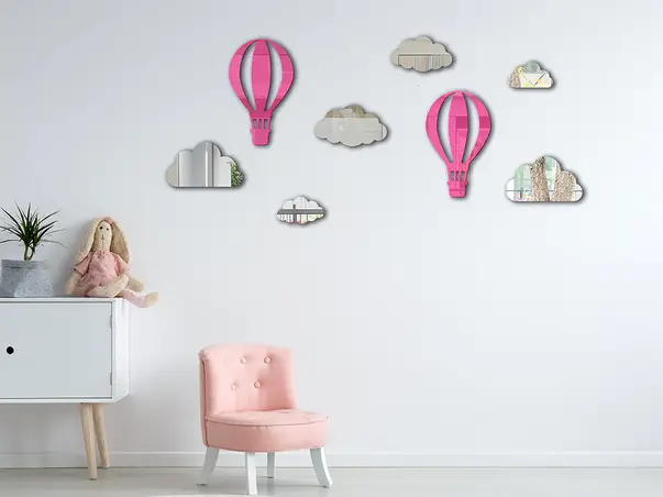 sticker oglinda roz balloons in the sky