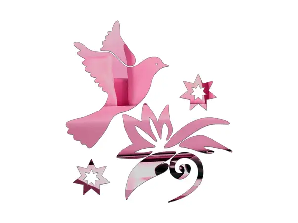 sticker oglinda roz pasare in zbor