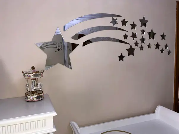 sticker oglinda stelute argintii