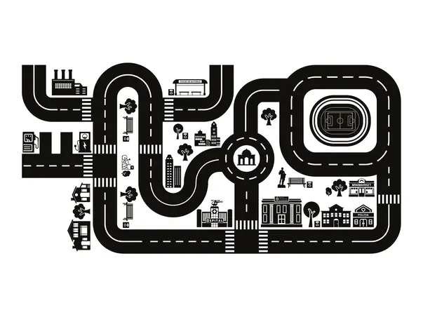 sticker pentru podea sub forma de joc cu harta rutiera trafic urban 50x100cm folina s00