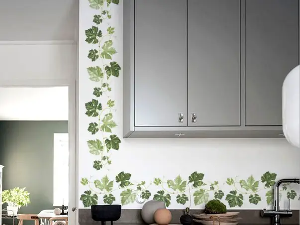 sticker perete bucatarie frunze verzi