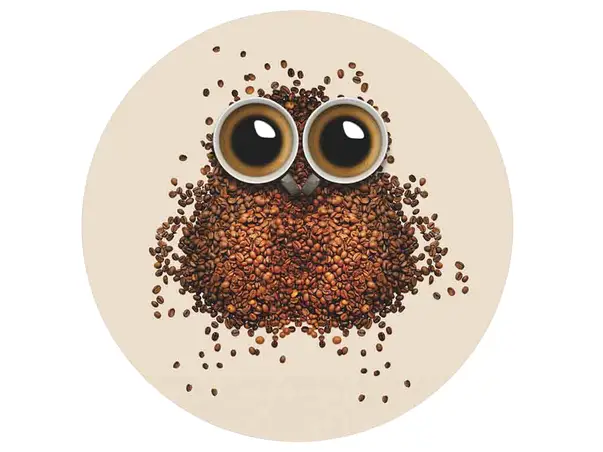 sticker perete bufnita din boabe cafea