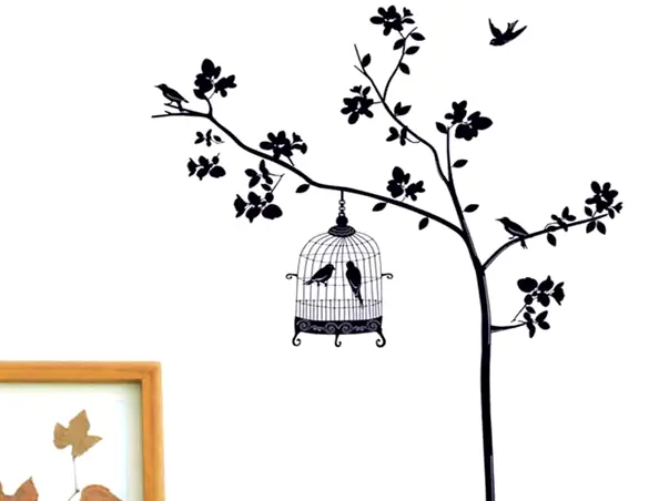 sticker perete colivie pasari