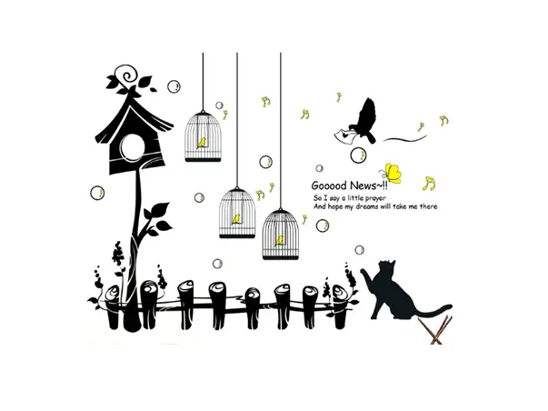 sticker perete colivii folina decor negru