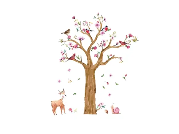 sticker perete copac inflorit