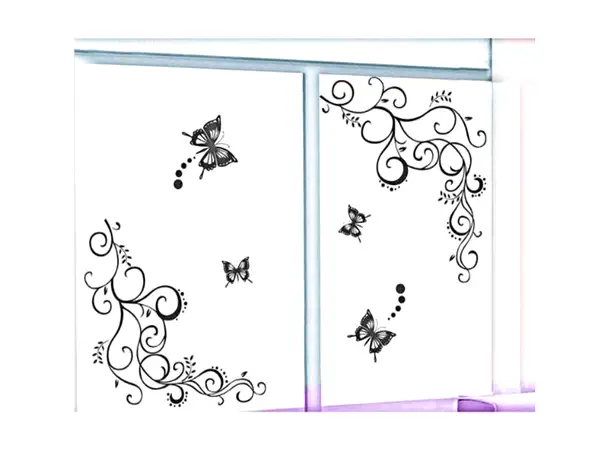 sticker perete decor floral folina negru