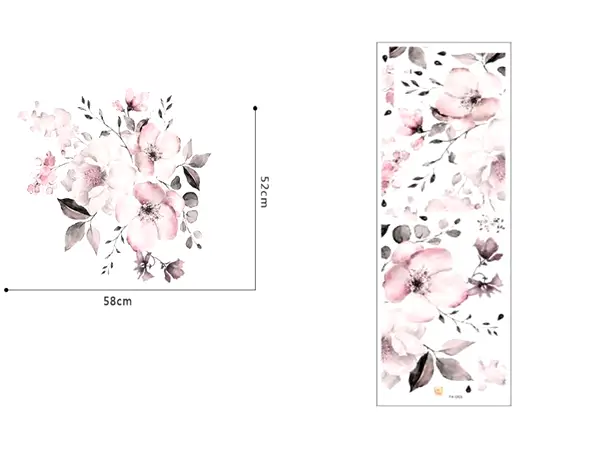 sticker perete floare roz watercolor