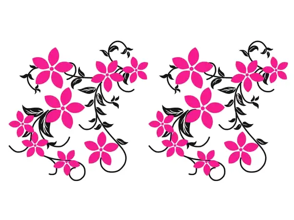 sticker perete flori fuchsia