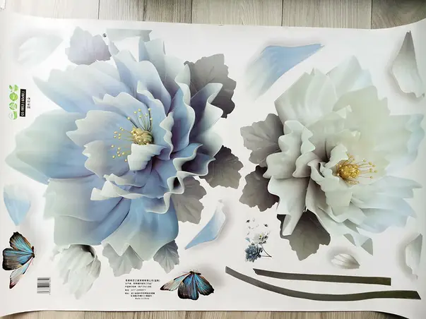 sticker perete flori mari gri