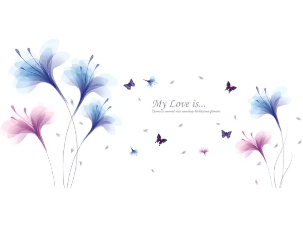 sticker perete flori mov